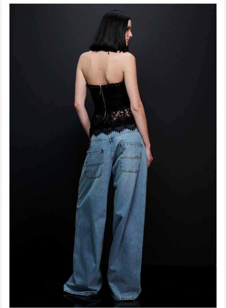 Caos - Lace-Front Corset Top