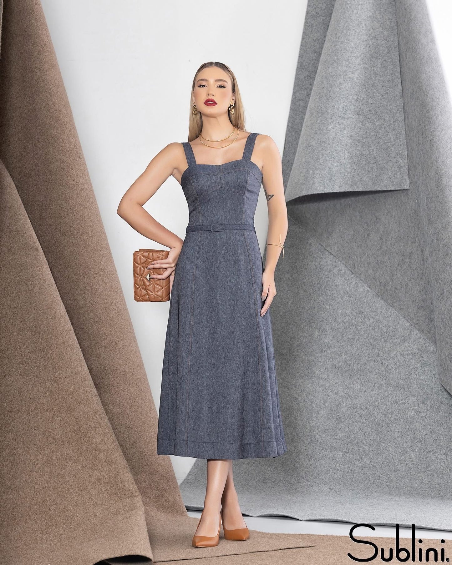 Sublini - Midi Denim Dress