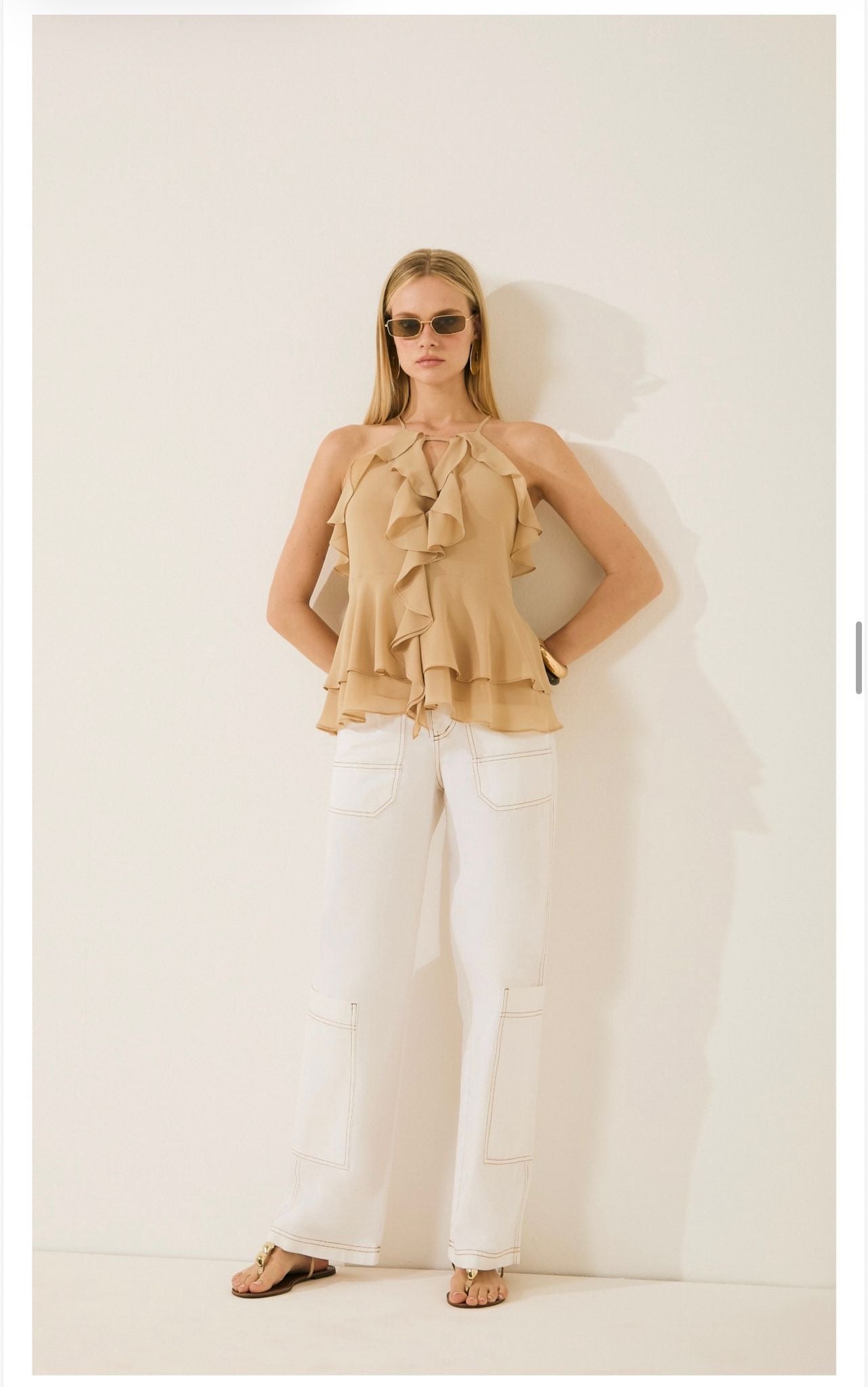 Isa Paes - Ruffled Blouse W/ V Detail