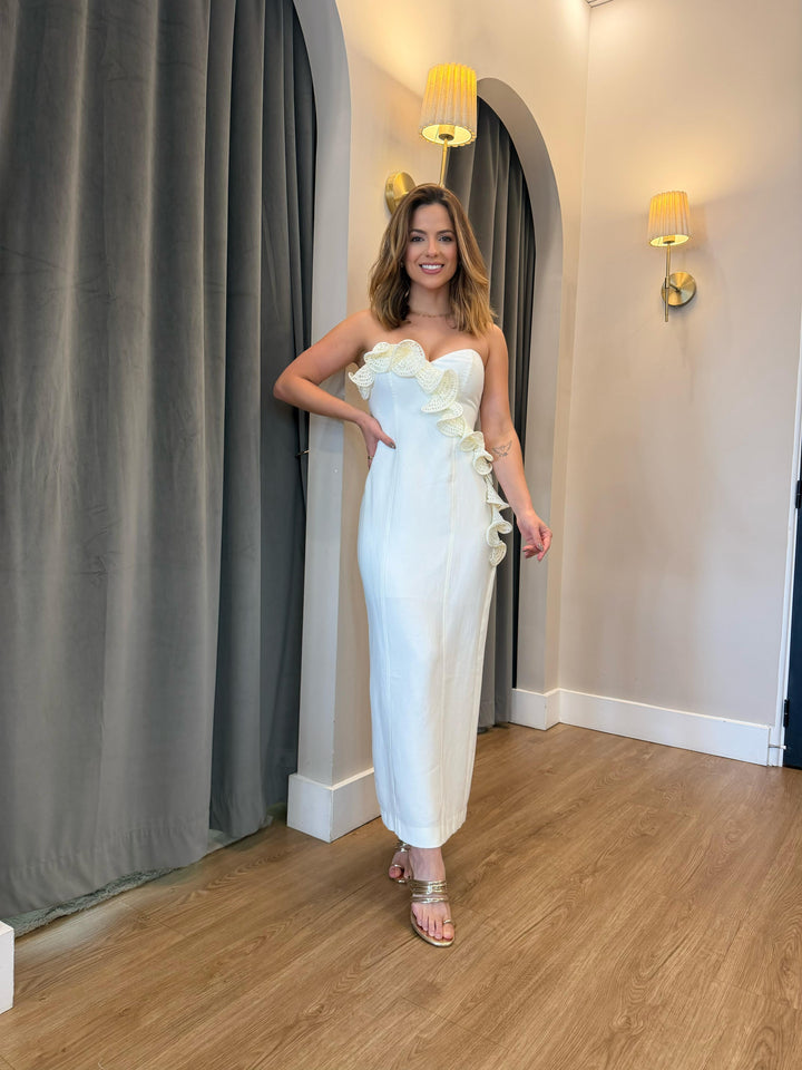 Bfly - Cut-out Midi dress /ruffle detail