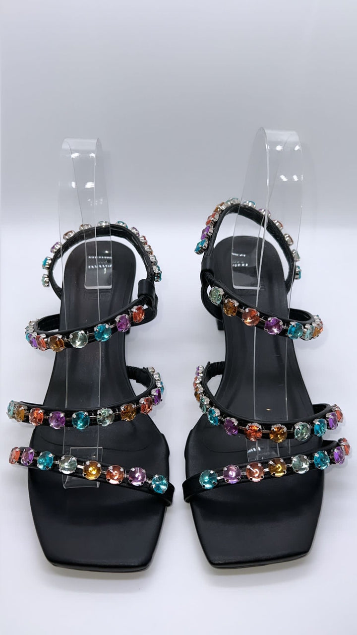 Bfb Shoes - Block Heel Sandal w/ Colored St