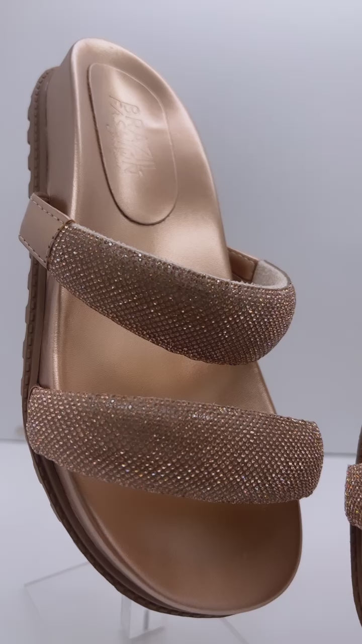 Bfb Shoes - Rhinestone Flat Papete 2 Strips